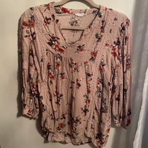 Pink floral blouse